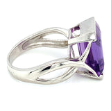 Anillo de cuarzo amatista en plata 925.