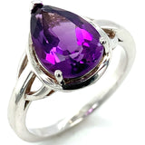 Anillo de cuarzo amatista en plata 925.