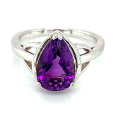 Anillo de cuarzo amatista en plata 925.