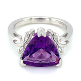 Anillo de cuarzo amatista en plata 925.