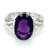 Anillo de cuarzo amatista en plata 925.