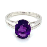 Anillo de cuarzo amatista en plata 925.