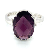 Anillo de cuarzo amatista en plata 925.