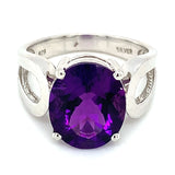 Anillo de cuarzo amatista en plata 925.