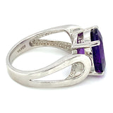 Anillo de cuarzo amatista en plata 925.