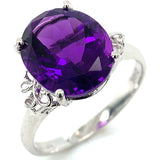 Anillo de cuarzo amatista en plata 925.