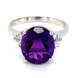 Anillo de cuarzo amatista en plata 925.