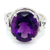 Anillo de cuarzo amatista en plata 925.