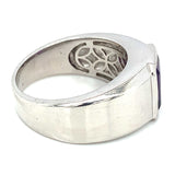 Anillo para caballero de cuarzo amatista en plata 925.