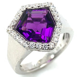 Anillo de cuarzo amatista en plata 925.