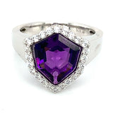 Anillo de cuarzo amatista en plata 925.