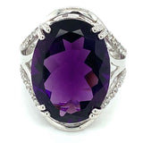 Anillo de cuarzo amatista en plata 925.