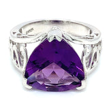 Anillo de cuarzo amatista en plata 925.