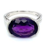 Anillo de cuarzo amatista en plata 925.