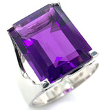 Anillo de cuarzo amatista en plata 925.