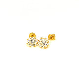 (LD) Aretes de bebé con diamantes de laboratorio en oro amarillo 14kt.