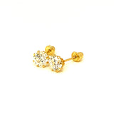 (LD) Aretes de bebé con diamantes de laboratorio en oro amarillo 14kt.