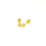 (LD) Aretes de bebé con diamantes de laboratorio en oro amarillo 14kt.