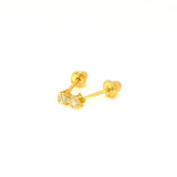 (LD) Aretes de bebé con diamantes de laboratorio en oro amarillo 14kt.