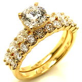 (LD) Set de anillos con diamantes de laboratorio en oro amarillo 14kt.