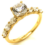 (LD) Set de anillos con diamantes de laboratorio en oro amarillo 14kt.