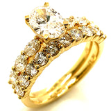 (LD) Set de anillos con diamantes de laboratorio en oro amarillo 14kt.