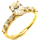 (LD) Set de anillos con diamantes de laboratorio en oro amarillo 14kt.