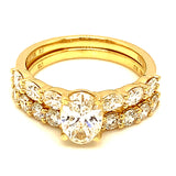 (LD) Set de anillos con diamantes de laboratorio en oro amarillo 14kt.