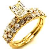 (LD) Set de anillos con diamantes de laboratorio en oro amarillo 14kt.