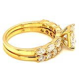 (LD) Set de anillos con diamantes de laboratorio en oro amarillo 14kt.