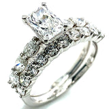 (LD) Set de anillos con diamantes de laboratorio en oro blanco 14kt.