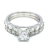 (LD) Set de anillos con diamantes de laboratorio en oro blanco 14kt.