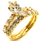 (LD) Set de anillos con diamantes de laboratorio en oro amarillo 14kt.