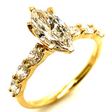 (LD) Set de anillos con diamantes de laboratorio en oro amarillo 14kt.