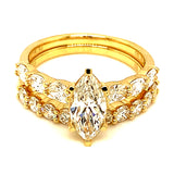 (LD) Set de anillos con diamantes de laboratorio en oro amarillo 14kt.