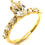 (LD) Set de anillos con diamantes de laboratorio en oro amarillo 14kt.