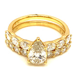 (LD) Set de anillos con diamantes de laboratorio en oro amarillo 14kt.