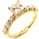 (LD) Set de anillos con diamantes de laboratorio en oro amarillo 14kt.