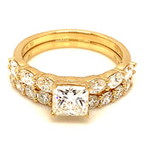 (LD) Set de anillos con diamantes de laboratorio en oro amarillo 14kt.