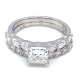 (LD) Set de anillos con diamantes de laboratorio en oro blanco 14kt.