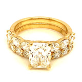 (LD) Set de anillos con diamantes de laboratorio en oro amarillo 14kt.