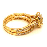 (LD) Set de anillos con diamantes de laboratorio en oro amarillo 14kt.