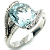 Anillo con cuarzo aguamarina en plata 925