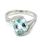 Anillo con cuarzo aguamarina en plata 925