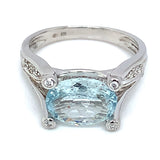 Anillo con cuarzo aguamarina en plata 925