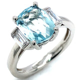 Anillo con cuarzo aguamarina en plata 925