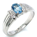 Anillo con cuarzo aguamarina en plata 925