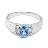 Anillo con cuarzo aguamarina en plata 925