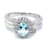 Anillo con cuarzo aguamarina en plata 925