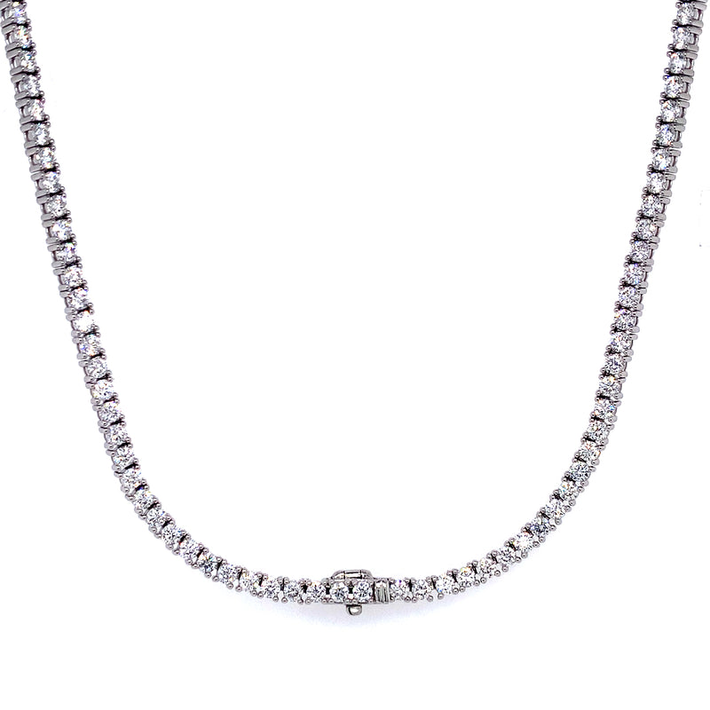 (LD) Collar (tennis) con diamantes de laboratorio en oro blanco 14kt.